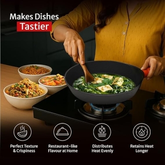 Pigeon Imperi Luxe Cast Iron Frypan 22cm – Non-Stick, Toxin-Free with Free Silicone Grip SAP 16296