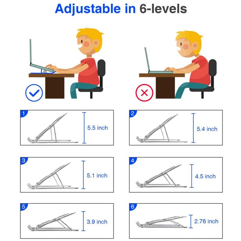 Generic Laptop Stand 6 Adjustable Height Aluminum Alloy Foldable Az-7 3 Generic Laptop Stand 6 Adjustable Height Aluminum Alloy Foldable Az-7