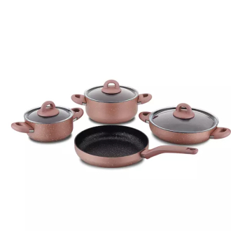 Korkmaz Bella Granite 7pcs Cookware Set Rosegold A2894