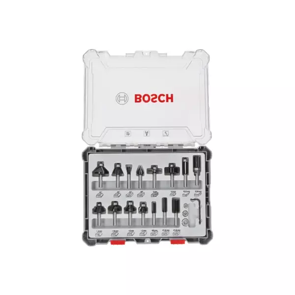 Bosch Mixed Router Bits Set 6Mm 15 Pcs 2607017471 1 Bosch Mixed Router Bits Set 6Mm 15 Pcs 2607017471