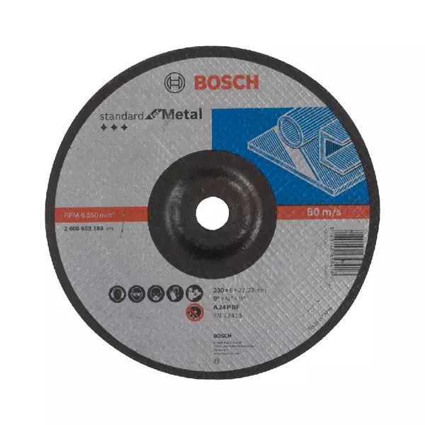 Bosch Standard For Metal Grinding Disc With Depressed Centre 230 X 22.23 X 6.0 Mm 2608603184