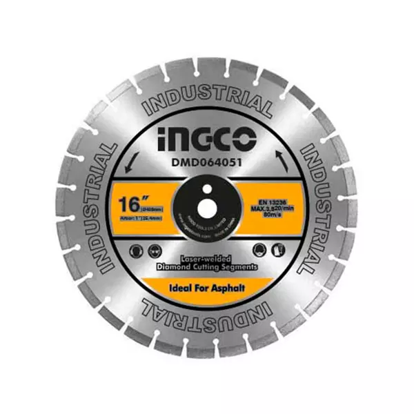 Ingco Diamond Disc For Asphalt Cutting Laser Welded Rim 405Mm Dmd064051 1 Ingco Diamond Disc For Asphalt Cutting Laser Welded Rim 405Mm Dmd064051