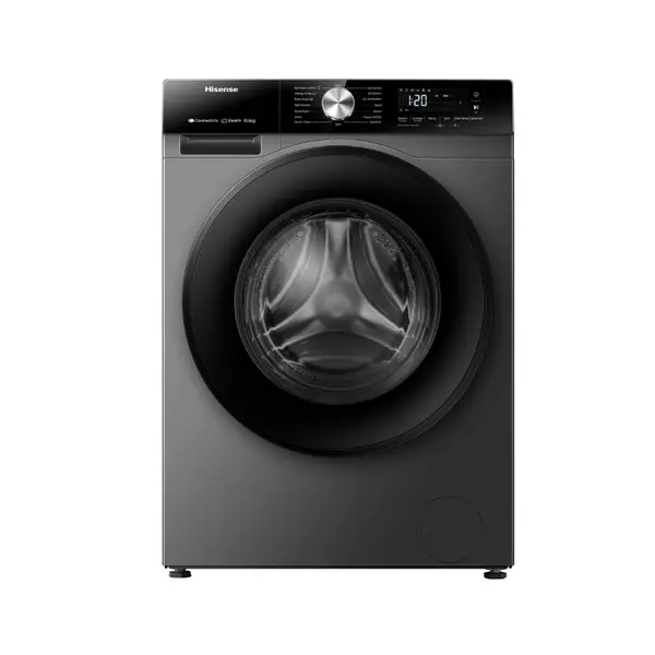 Hisense Washing Machine 10Kg, Front Load A+++ Energy Efficiency Class, Jet Wash, Allergy Steam And Baby Steam Care, Intelligent Led Display, Durable Inverter Motor Titanium Wf3S1043Bt