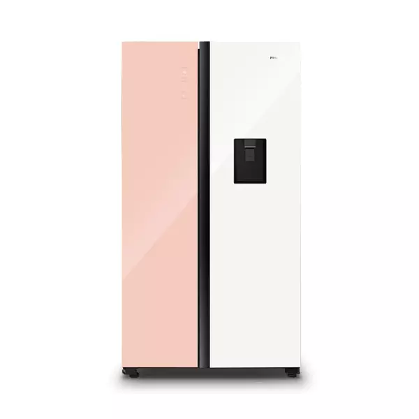 Hisense Refrigerator 508L Side By Side Door, With Water Dispenser, No-Frost, Pink &Amp; White Rs3N518Nag 1 Hisense Refrigerator 508L Side By Side Door, With Water Dispenser, No-Frost, Pink &Amp; White Rs3N518Nag