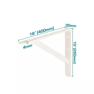 Total Heavy Duty Shelf Bracket 10x16" with 6 Attachment Points, White THDSB1016