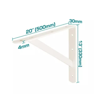 Total Heavy Duty Shelf Bracket 13x20" with 6 Attachment Points, White THDSB1320