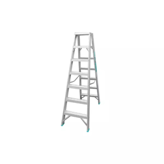 Total Double Sided Folding Ladder Aluminium 2 x 7 Steps, Easily Foldable for Space Saving Storage, Oxidation THLAD01071