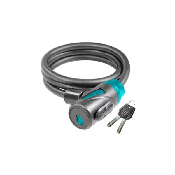 Total Bicycle Lock With Lock Frame 12X1000Mm Pvc Coated Braided With 2Pcs Brass Keys Tbk11210 1 Total Bicycle Lock With Lock Frame 12X1000Mm Pvc Coated Braided With 2Pcs Brass Keys Tbk11210