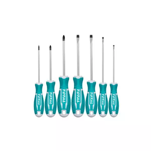 Total 7Pcs Screwdriver Set With New Design Handle, Crv Material, Round Blade Tht2506072 1 Total 7Pcs Screwdriver Set With New Design Handle, Crv Material, Round Blade Tht2506072