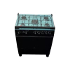 Delta Cooker 80x55cm, 5 Gas Burners, Gas Oven & Grill, Oven Light, Stainless Steel Cooktop, Glass Lid, Double Glass Door, Black DGC501B