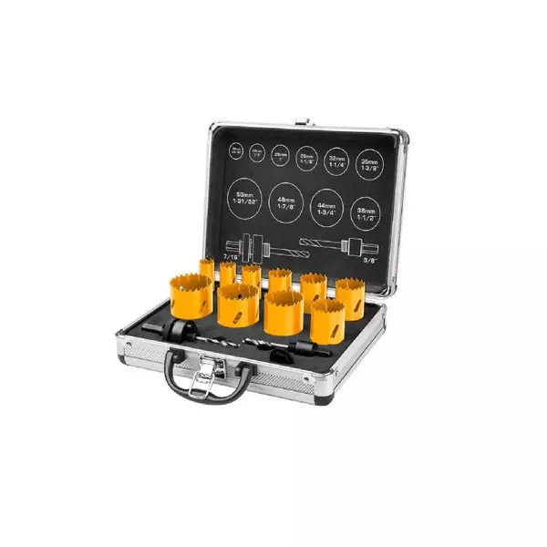Ingco 12Pcs Bi-Metal Hole Saw Set With Case Akh0121 1 Ingco 12Pcs Bi-Metal Hole Saw Set With Case Akh0121