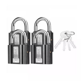 Total Iron Key Alike Padlock 38mm with Waterproof Rubber Cover, Iron Brass, 4 keys 4pcs Set TLK31T4382