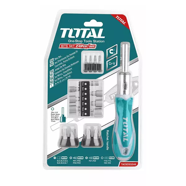 Total Ratchet Screwdriver And Bit Set 24Pcs Tacsd30246 1 Total Ratchet Screwdriver And Bit Set 24Pcs Tacsd30246