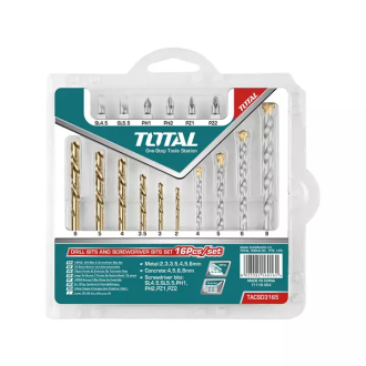 Total Drill Bit Set & Screw Driver Bit Set 16pcs TACSD3165