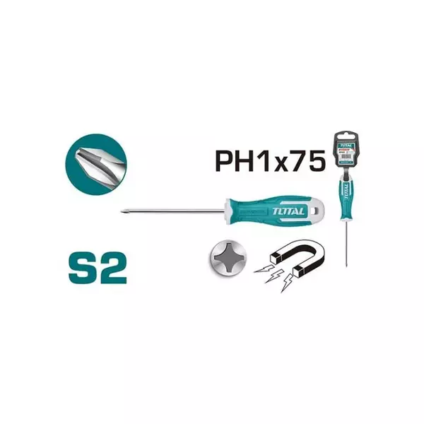 Total Phillips Screw Driver Ph1 X 75Mm Tht26Ph1075 1 Total Phillips Screw Driver Ph1 X 75Mm Tht26Ph1075