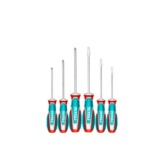 Total Screwdriver Set with S2 Blade, Strong Magnetic Pull, Ergonomic Handle TKSDS0626 (Pack of 6pcs)