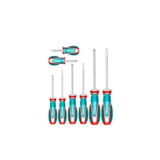 Total Screwdriver Set with S2 Blade, Round Shank TKSDS0826 (Pack of 8pcs)