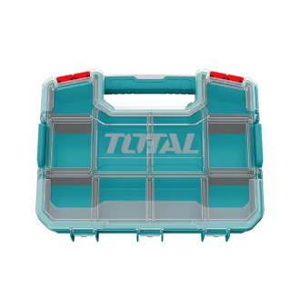 Total Empty Tool Box Plastic Organizer 37 x 29.6 x 6.5cm with Built in Carry Handle and Latch for Easy Transport, Removable Dividers TPBX1151