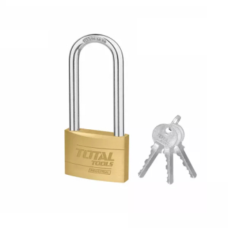 Total Brass Padlock Heavy Duty Long Shackle 30mm, Solid Brass Cylinder with Pins, 3pcs Brass Keys TLK32302L
