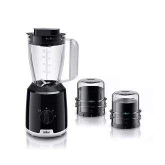 Braun Blender 1.5L Plastic Jug with Dry and Wet Grinders 600W JB101AI-JB1023BK 3 Plastic Jars Stainless Steel Blades Ice Crush Function 2 Speed With Pulse
