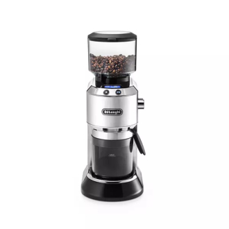 De'Longhi Dedica Pump Style Coffee Grinder With Large Bean Hoper , Burr Grinding System 14 Cups Capacity , KG521.M , Metalic