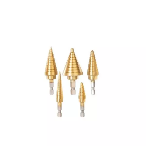 Total Step Drill Bit Set 1/4&Quot; Hex Shank Tacsd2051 (Pack Of 5Pcs) 1 Total Step Drill Bit Set 1/4&Quot; Hex Shank Tacsd2051 (Pack Of 5Pcs)